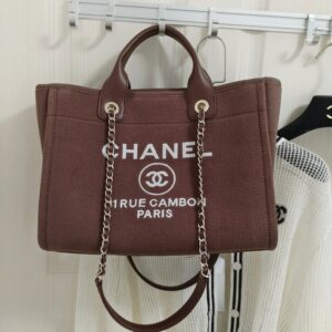 Alternative view of Chanel Deauville Tote Bag 13.4in/ 34cm Burgundy Silver Hardware For Women