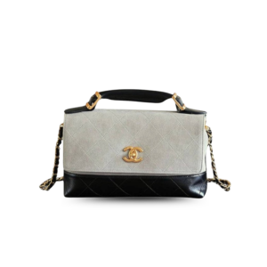 Chanel Flap Bag Large Crossbody 11.4in/ 29cm Gray/ Black Gold Hardware For Women