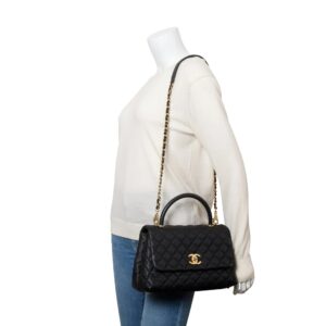 Alternative view of Chanel Coco Large Top Handle Bag 11in/ 28cm Black Gold Hardware For Women A92991