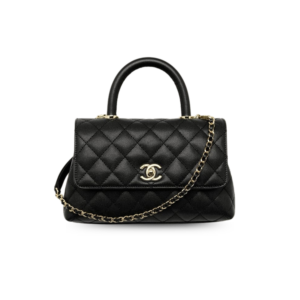 Chanel Flap Bag Large Top Handle 9.4in/ 24cm Black Gold Hardware For Women A92990 B05061 94305