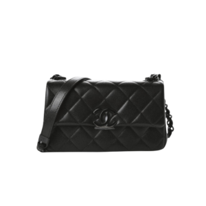Chanel Flap Bag Small Crossbody 7.8in/ 20cm Black Black Hardware For Women