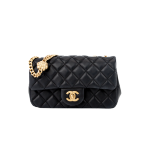 Chanel Flap Bag Small Crossbody 8.7in/ 22cm Black Gold Hardware For Women