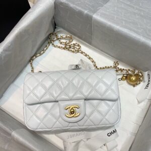 Alternative view of Chanel Flap Bag With CC Ball On Strap Mini Crossbody 7.8in/ 20cm White Gold Hardware For Women AS1787