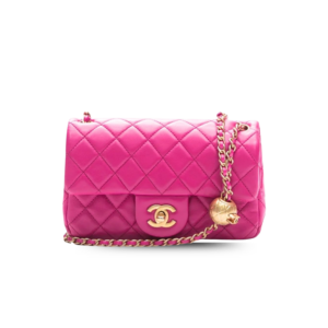 Chanel Flap Bag With CC Ball On Strap Mini Crossbody 7.8in/ 20cm Pink Gold Hardware For Women AS1787