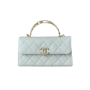 Chanel Flap Bag Phone Holder With Chain Crossbody 7.1in/ 18cm Light Blue Gold Hardware For Women