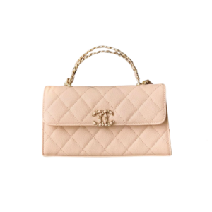 Chanel Flap Bag Phone Holder With Chain Crossbody 7.1in/ 18cm Light Apricot Gold Hardware For Women