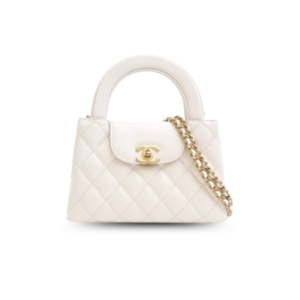 Chanel Kelly Top Handle Bag 7.8in/ 19cm White Gold Hardware For Women