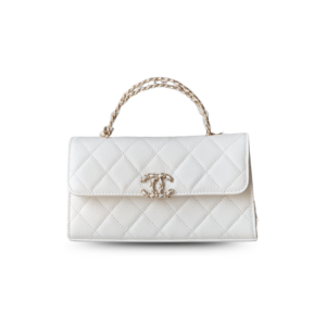 Chanel Flap Bag Phone Holder With Chain Crossbody 7.1in/ 18cm White Gold Hardware For Women