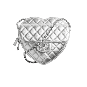 Chanel Heart Crossbody Bag 8.1in/ 18cm Silvery Silver Hardware For Women AS5764 B21928 NF635