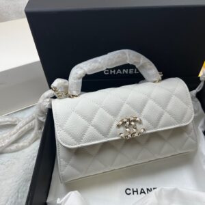 Alternative view of Chanel Kelly Top Handle Bag 7.2in/ 18cm White Gold Hardware For Women
