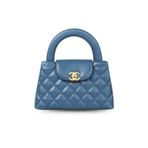 Chanel Kelly Top Handle Bag 7.8in/ 19cm Deep Blue Gold Hardware For Women
