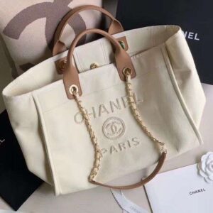 Alternative view of Chanel Large Deauville Pearl Tote Bag 15in/ 38cm White Gold Hardware For Women A66941