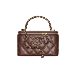 Chanel Long Vanity With Chain Top Handle Bag 6.7in/ 17cm‎ Dark Brown Gold Hardware For Women AP4872-B22044-U3661