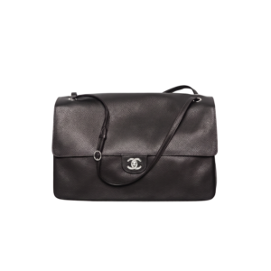 Chanel Maxi Flapbag Shoulder 15.2in/ 38.5cm Black Silver Hardware For Women