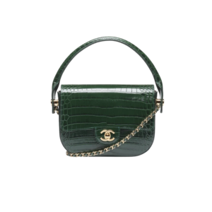 Chanel Mini Flap Bag Top Handle 7.7in/ 19.5cm Green Gold Hardware For Women AS6424-B25066-U8752