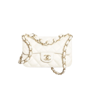 Chanel Mini Flap Bag Top Handle 7.9in/ 20cm White Gold Hardware For Women AS5670-B21344-U3527