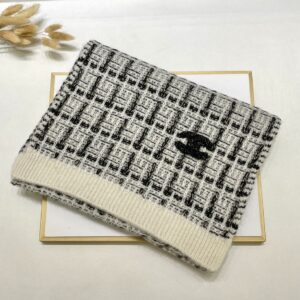 Alternative view of Chanel Monochrome Winter Knit Set – Hat, Scarf And Gloves Black & White For Women