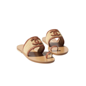 Chanel Mules Beige/ Brown Raffia For Women G47069-B23410-U7241