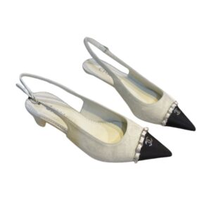 Chanel Patent Slingback Pumps Light Grey For Women