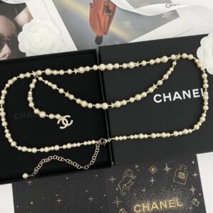 Alternative view of Chanel Pearl Chain With Crystal Logo Charm Gold For Women