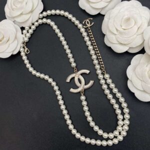 Alternative view of Chanel Pearl Letter Chain Necklace White For Women