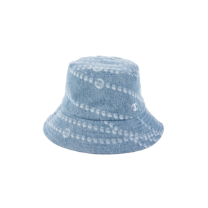 Chanel Pearl Print Bucket Hat Blue Denim For Women