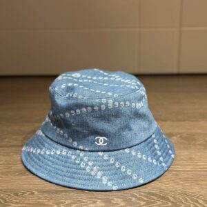Alternative view of Chanel Pearl Print Bucket Hat Blue Denim For Women
