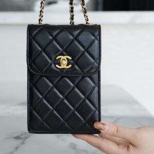 Alternative view of Chanel Quilted Phone Holder Bag Black For Women 19cm/7.4in