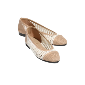 Chanel Raffia Ballet Flats White/ Beige For Women G46352-B19806-NAFBO