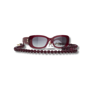 Chanel Rectangle Sunglasses Burgundy And Gold For Women A71511 X08101 S2016
