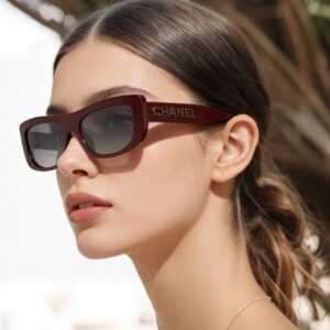 Alternative view of Chanel Rectangle Sunglasses Burgundy For Women A71760 X02016 S0281