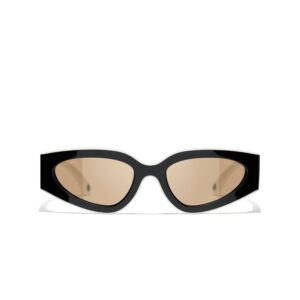 Alternative view of Chanel Rectangular Sporty Sunglasses Black & White