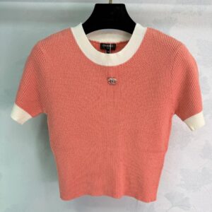 Alternative view of Chanel Ribbed Short Sleeve T-Shirt Coral For Women