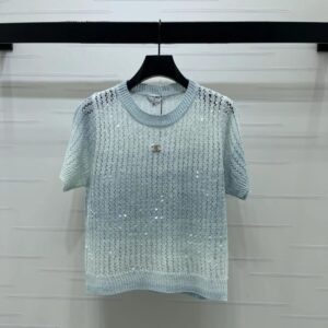 Alternative view of Chanel Sequin Embellished Top Ombre Blue For Women