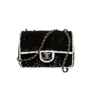 Chanel Sequins Flap Bag Shoulder 8.3in/ 21cm Black Gold Hardware For Women‎ AS4561-B22165-U4411