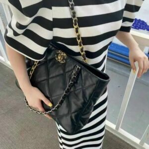 Alternative view of Chanel Shopping Tote Bag 16in/ 41cm Black Gold Hardware For Women
