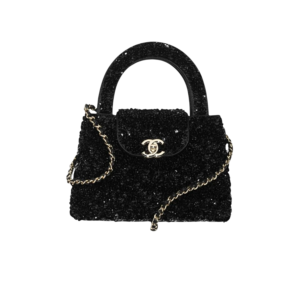 Chanel Shopping Mini Tote Bag 7.5in/ 19cm Sequins Black Gold Hardware Black For Women AS4416-B22757-94305