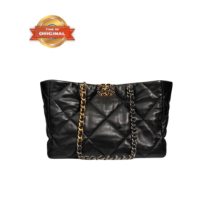Chanel Shopping Tote Bag 16in/ 41cm Black Gold Hardware For Women