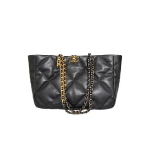Chanel Shopping Tote Bag 16in/ 41cm Black Gold Hardware For Women