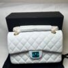 Chanel Small Classic Double Flap Crossbody Bag 9.1in/ 23cm White Gold Hardware For Women - Image 4