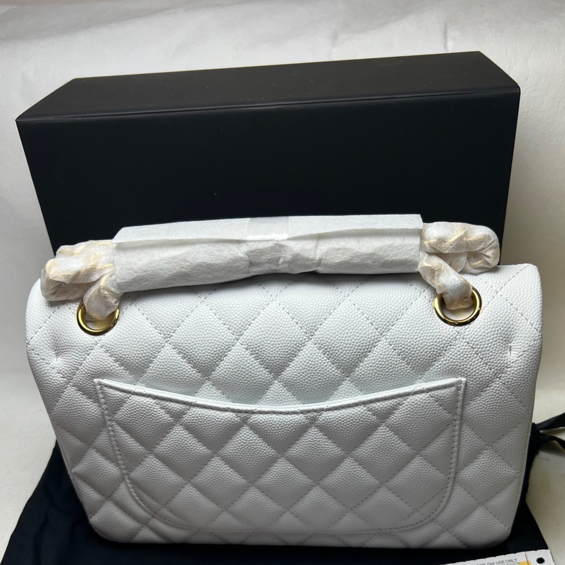 Chanel Small Classic Double Flap Crossbody Bag 9.1in/ 23cm White Gold Hardware For Women - Image 5