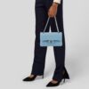 Chanel Small Classic Double Flap Crossbody Bag 9.1in/ 23cm Light Blue Gold Hardware For Women - Image 2