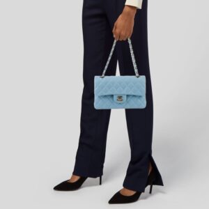 Alternative view of Chanel Small Classic Double Flap Crossbody Bag 9.1in/ 23cm Light Blue Gold Hardware For Women