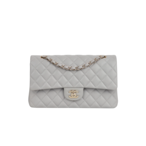 Chanel Small Classic Double Flap Crossbody Bag 9.1in/ 23cm Grey Gold Hardware For Women