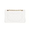 Chanel Small Classic Double Flap Crossbody Bag 9.1in/ 23cm White Gold Hardware For Women - Image 3