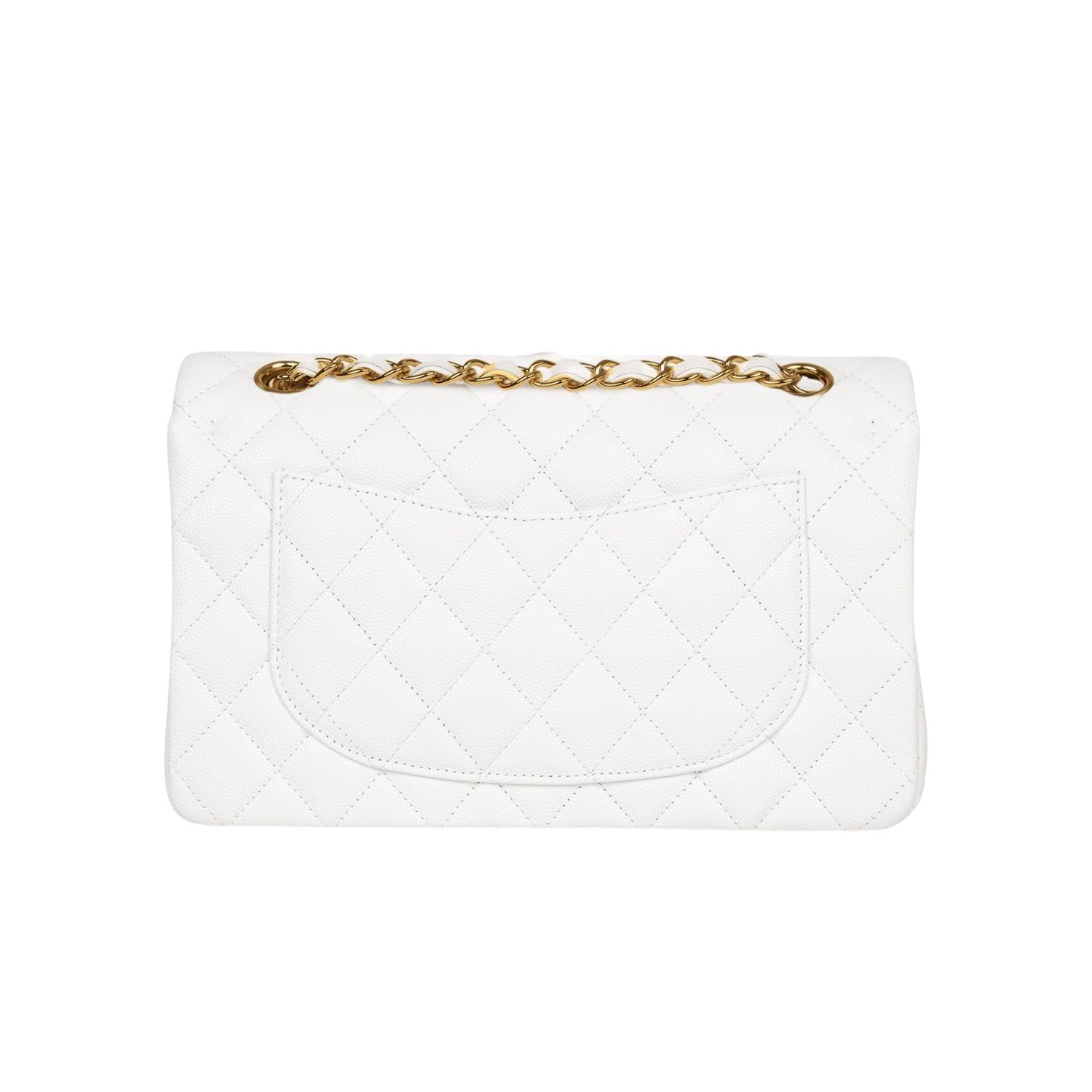 Chanel Small Classic Double Flap Crossbody Bag 9.1in/ 23cm White Gold Hardware For Women - Image 3