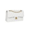 Chanel Small Classic Double Flap Crossbody Bag 9.1in/ 23cm White Gold Hardware For Women - Image 2