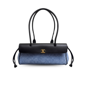 Chanel Small Shopping Shoulder Bag 12.6in/ 32cm Blue/ Black Gold Hardware For Women