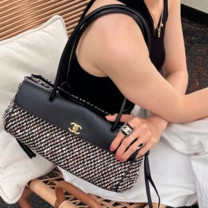 Alternative view of Chanel Small Shopping Shoulder Bag 12.6in/ 32cm Black/ Multicolour Gold Hardware For Women