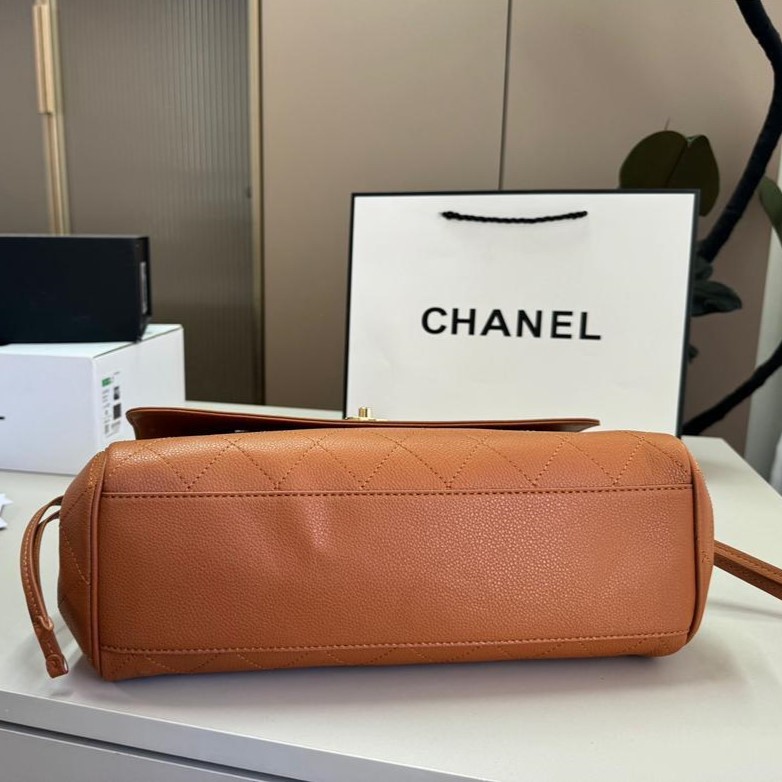 Chanel Small Shopping Shoulder Bag 12.6in/ 32cm Camel Gold Hardware For Women